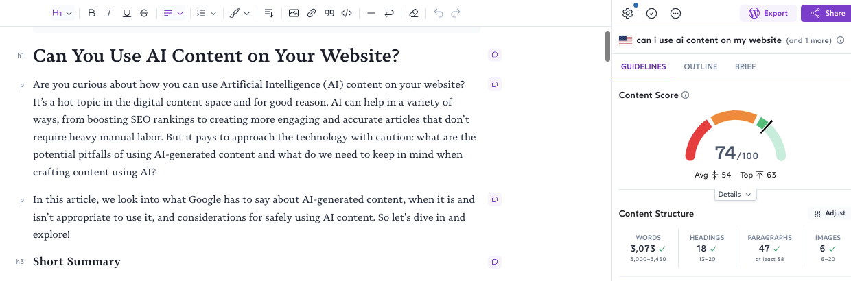Using SurferSEO to scale content production